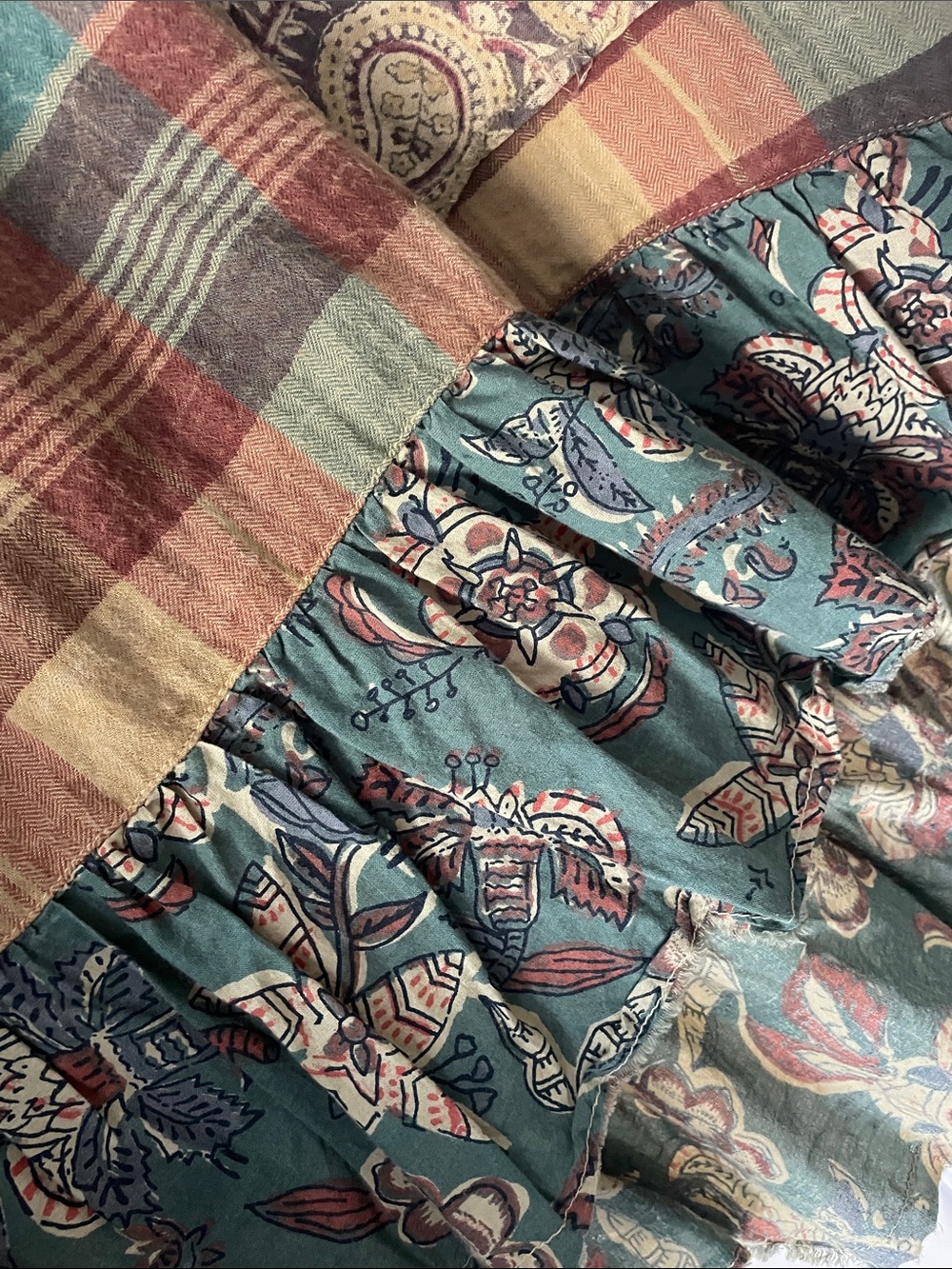 Multicolor Plaid & Paisley Jaded Gypsy Tunic Top L/XL Vintage Stormy Skies - Picture 4 of 5
